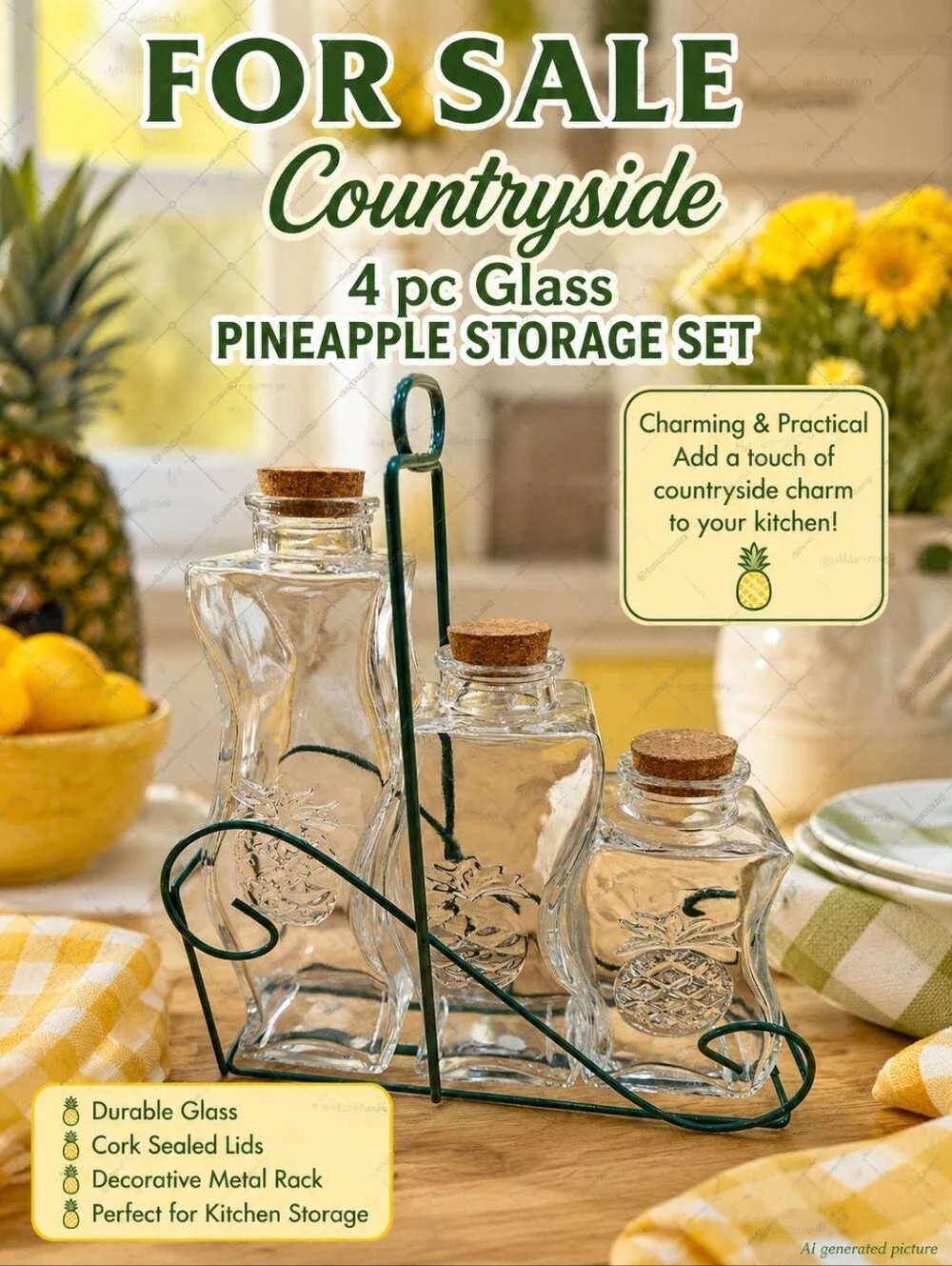 Alco Countryside 4 pc. Glass Pineapple Storage Set